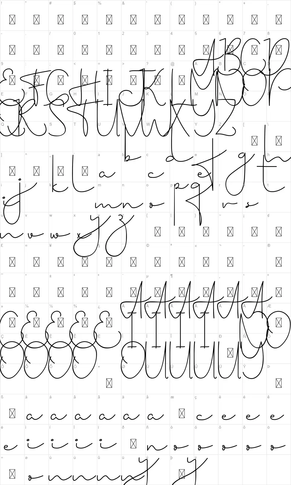 Himponisfont character map