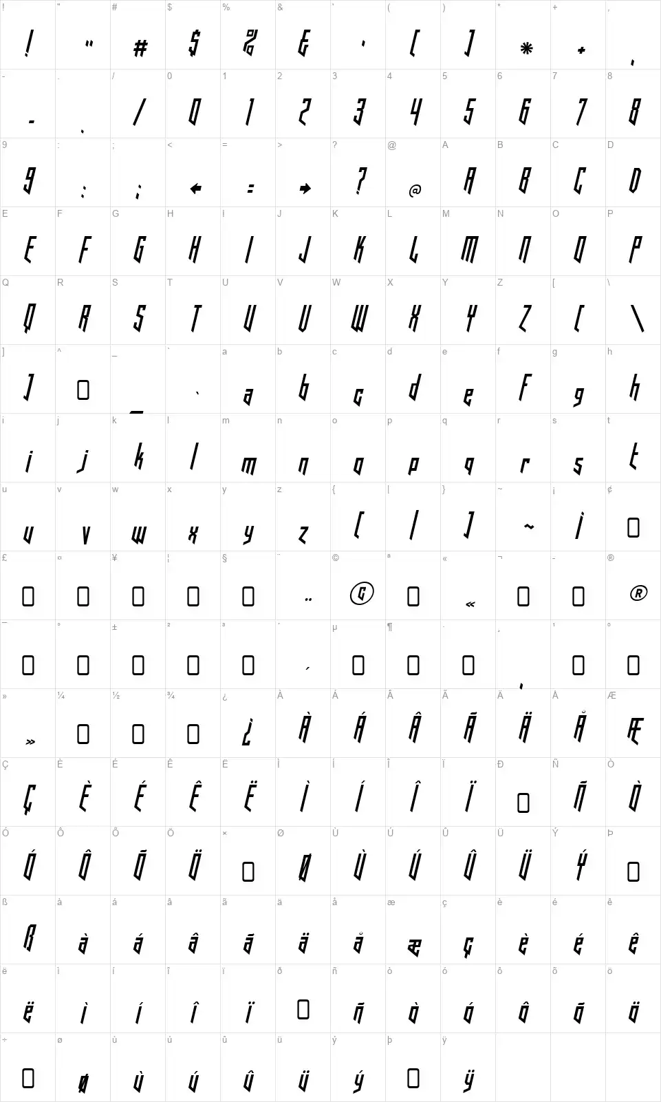 HookedUpOneOhOne-Regularfont character map