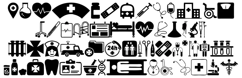 Hospital Iconsfont specimens