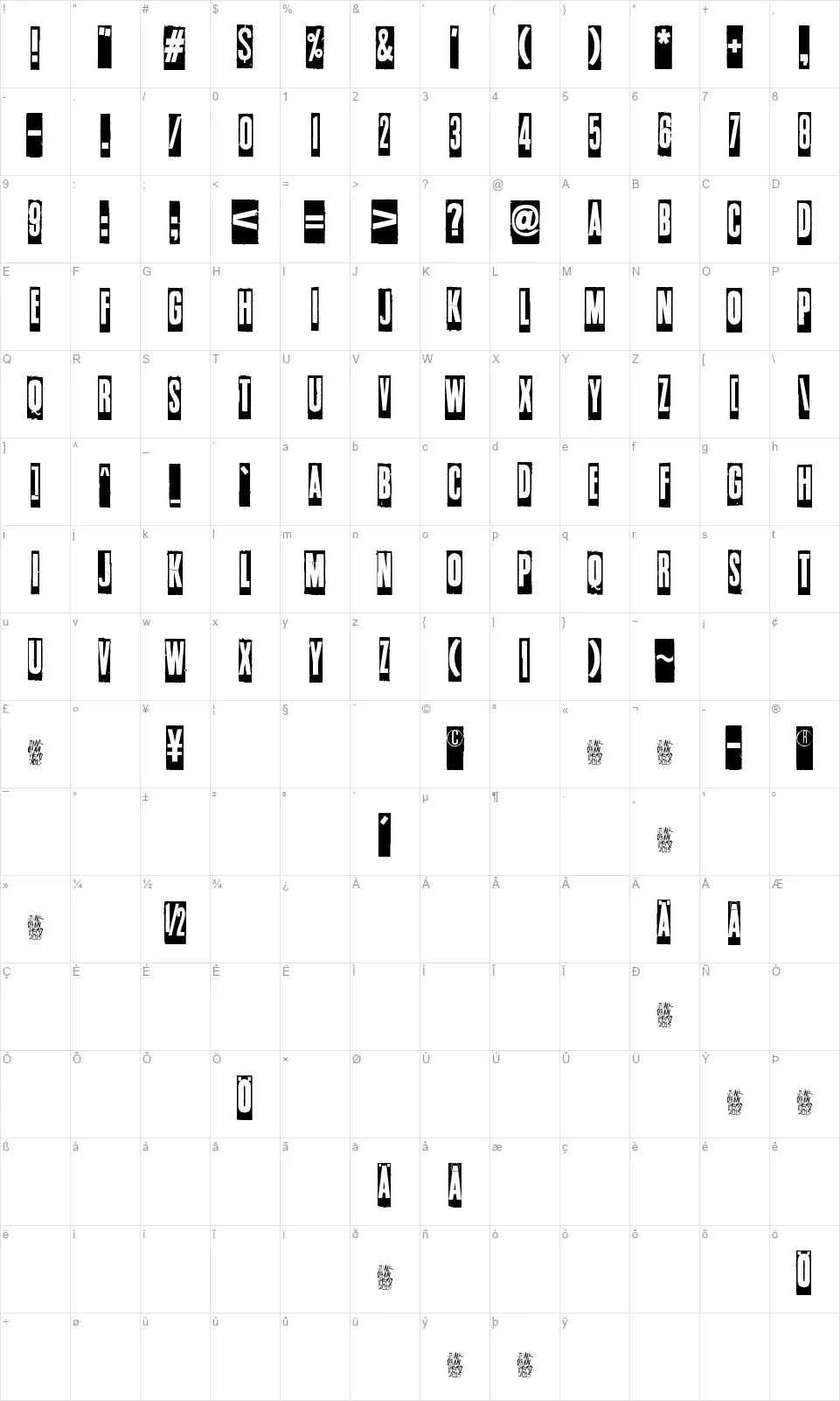 How do you sleep?font character map