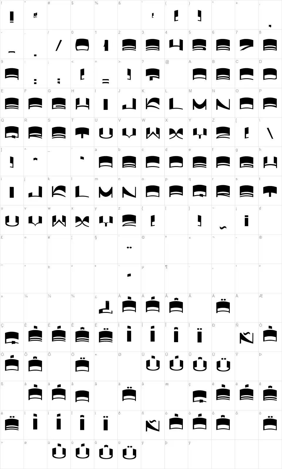 JMH Elixirfont character map