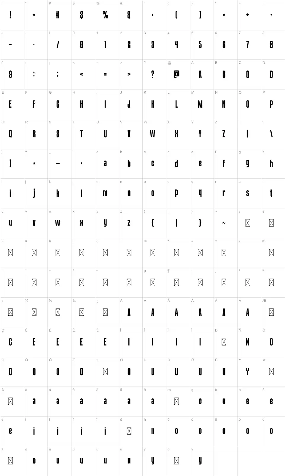 Judger Mapa de caracteres Judgerfont character map