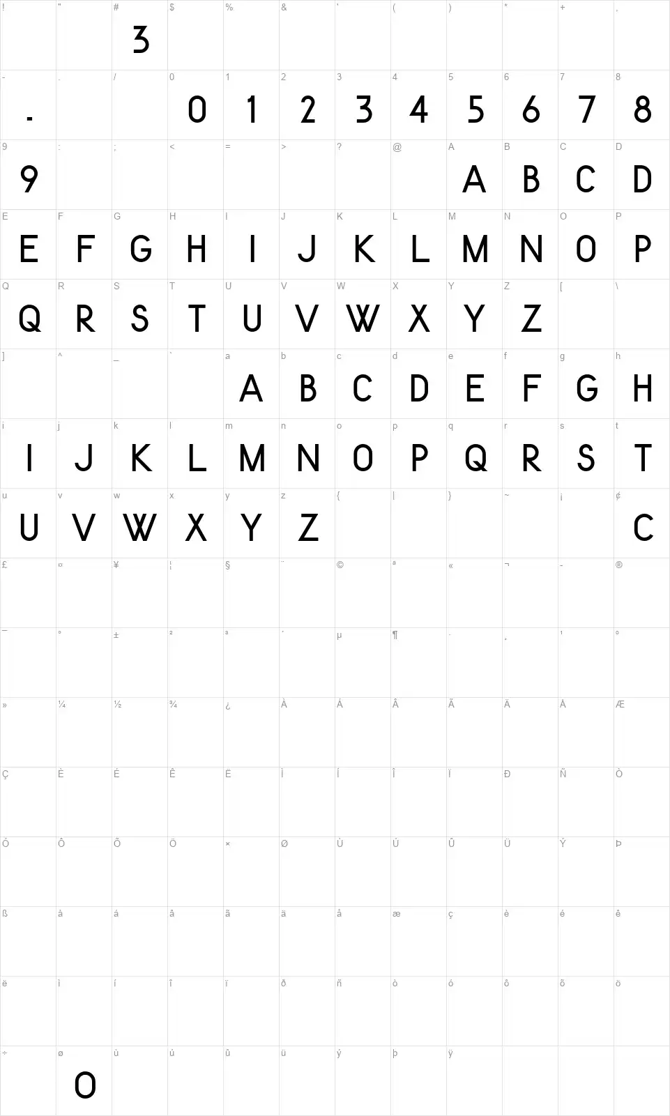 Kenteken Smitsfont character map