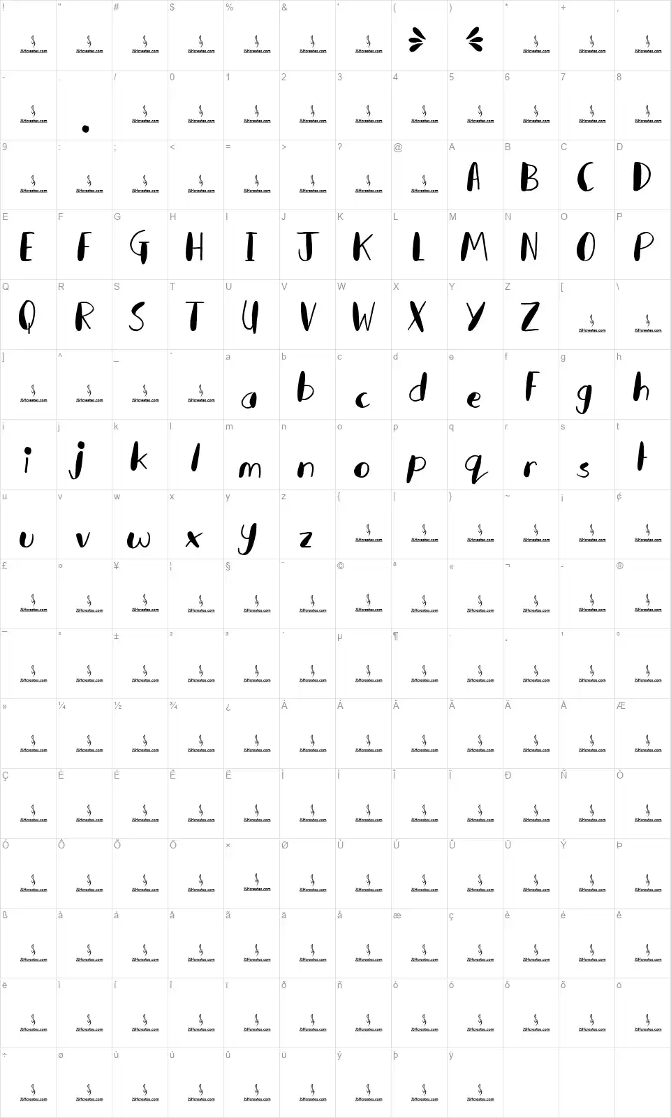 Kid Splashfont character map