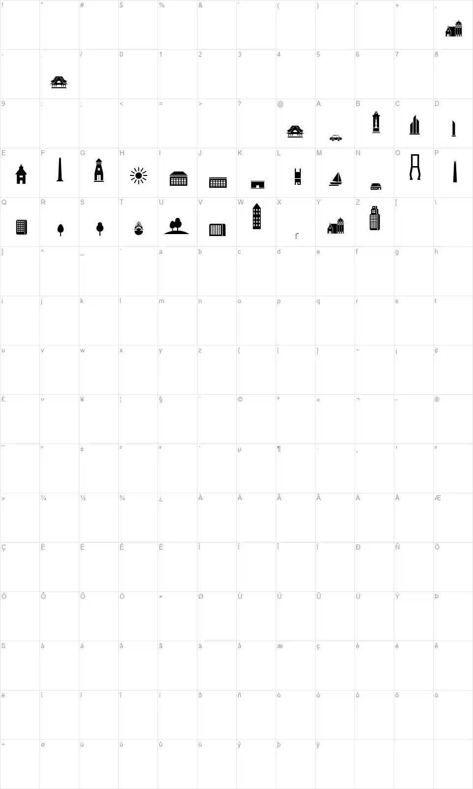 Kota Surabayafont character map