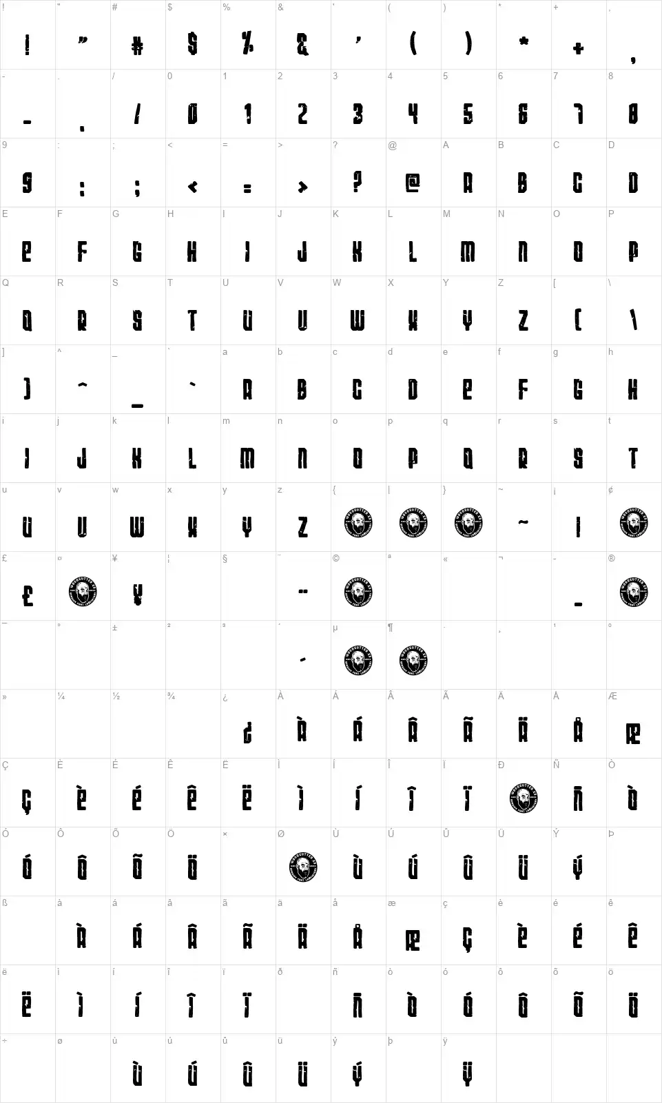 La Barcelonetafont character map