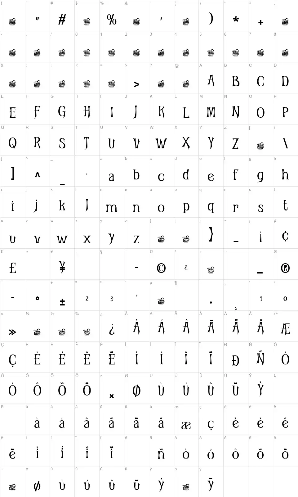 Laghio Kumifont character map
