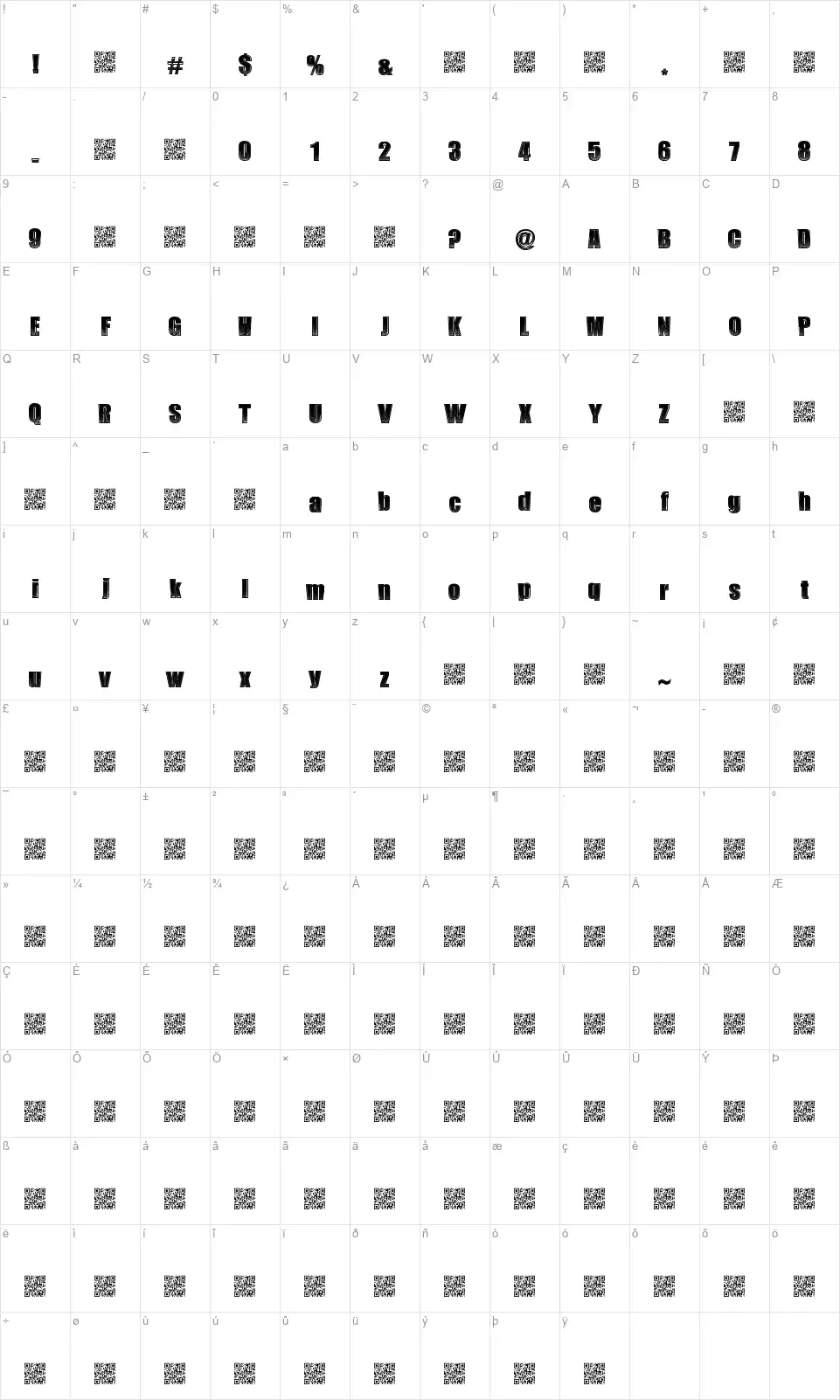 Late Noisefont character map