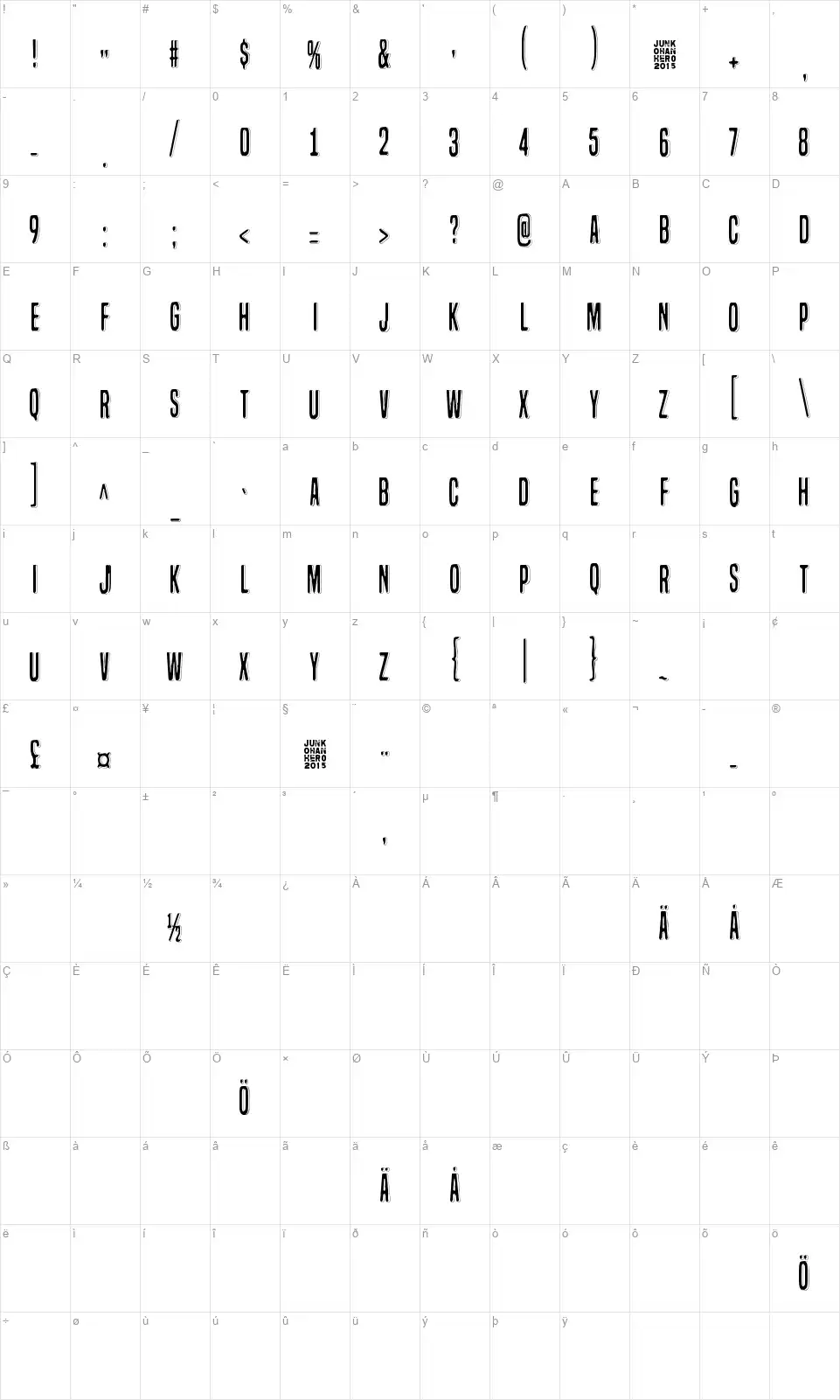 Lazy Opossumfont character map