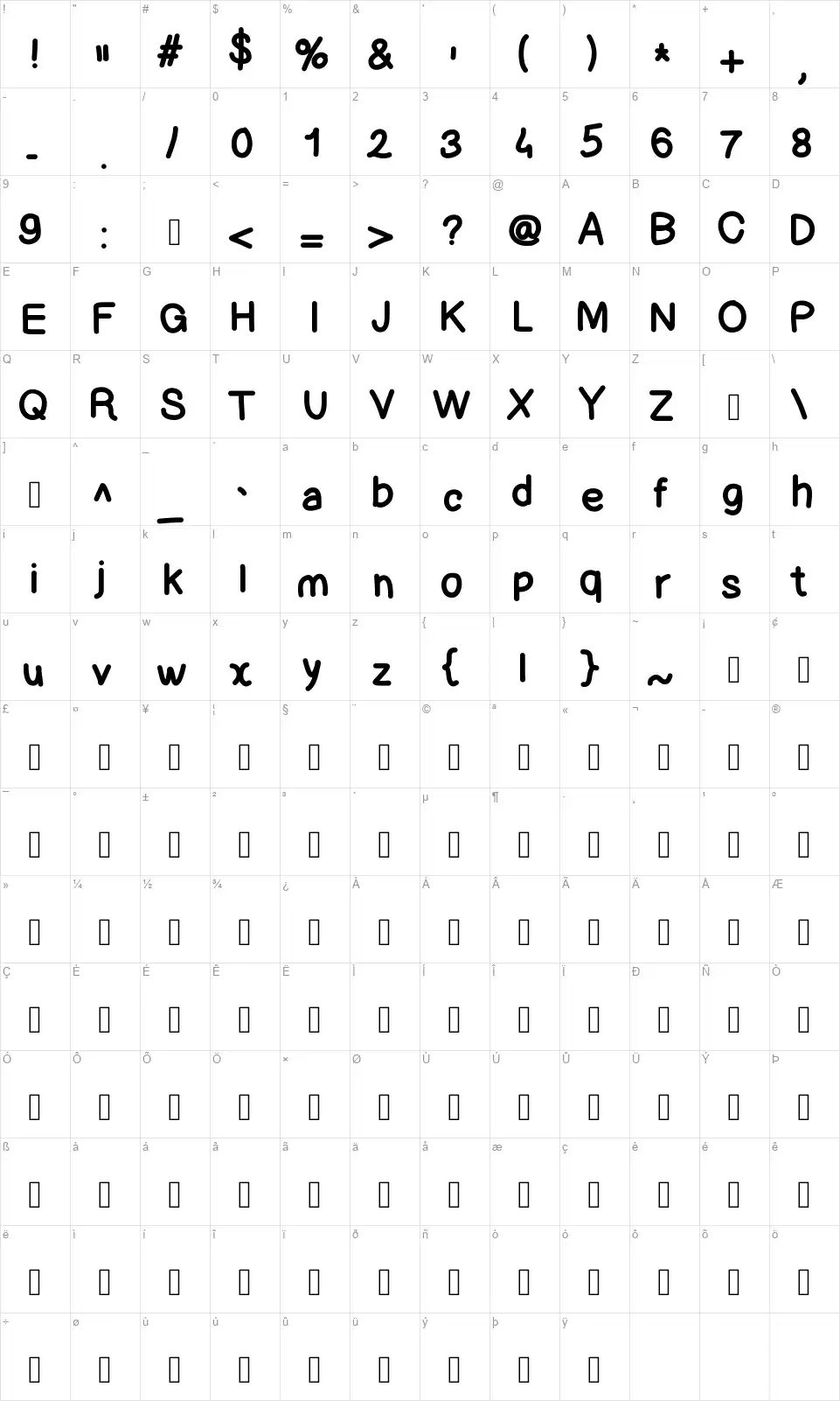 Lettre Gaellefont character map