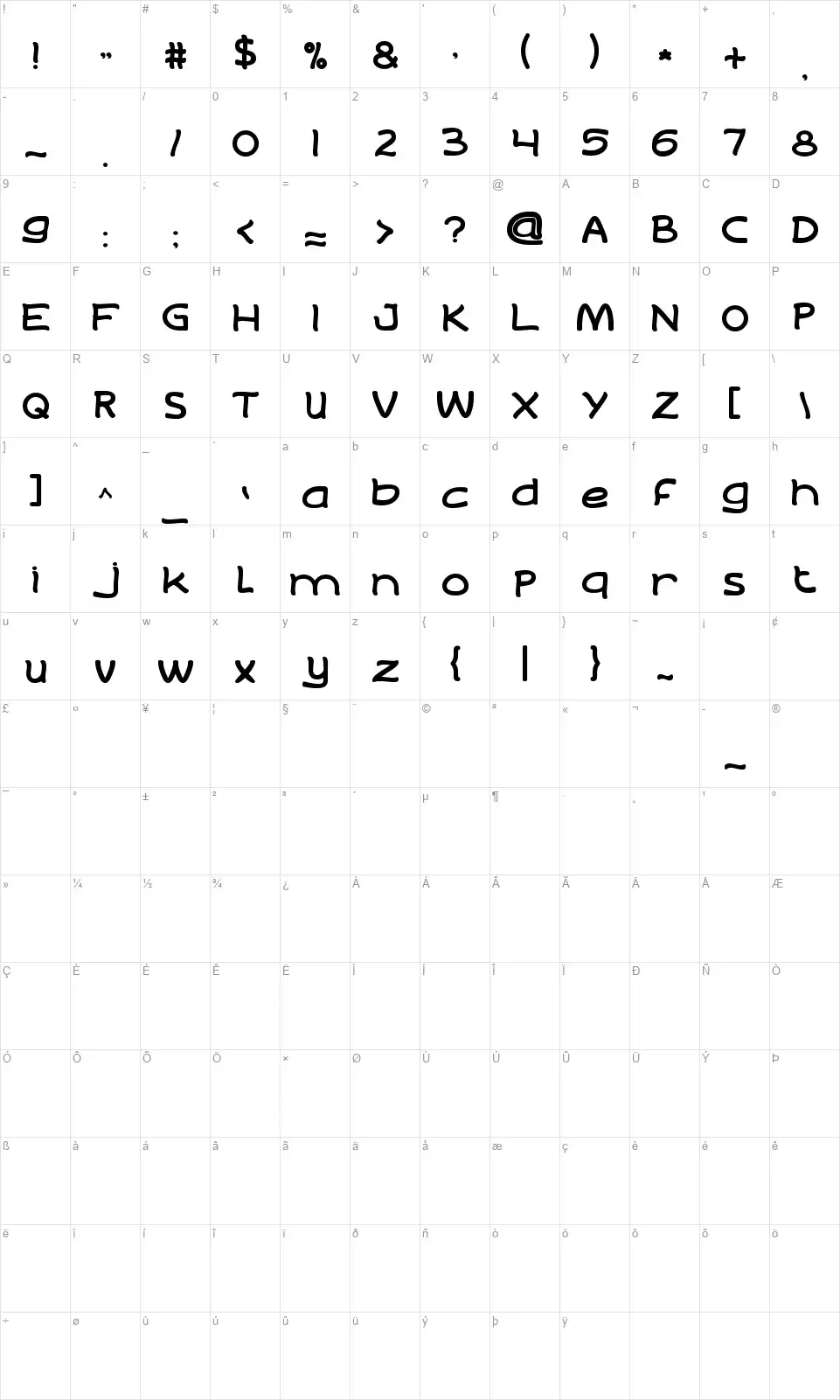 Life to Findfont character map