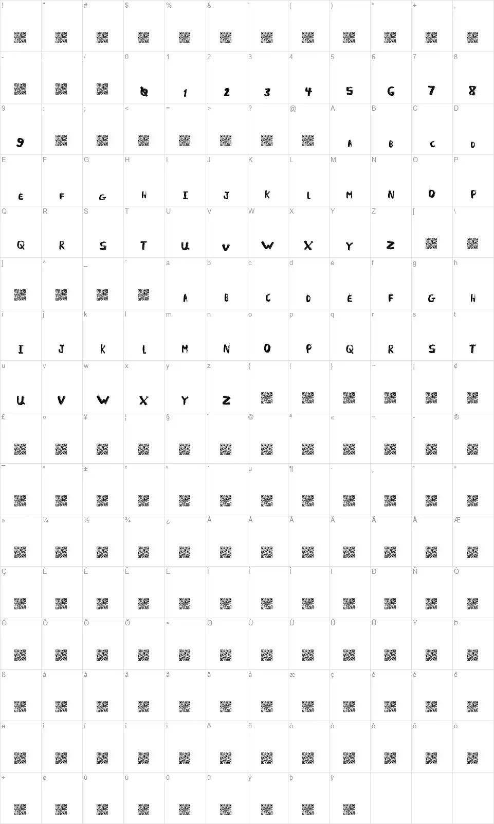 Light Fuzefont character map