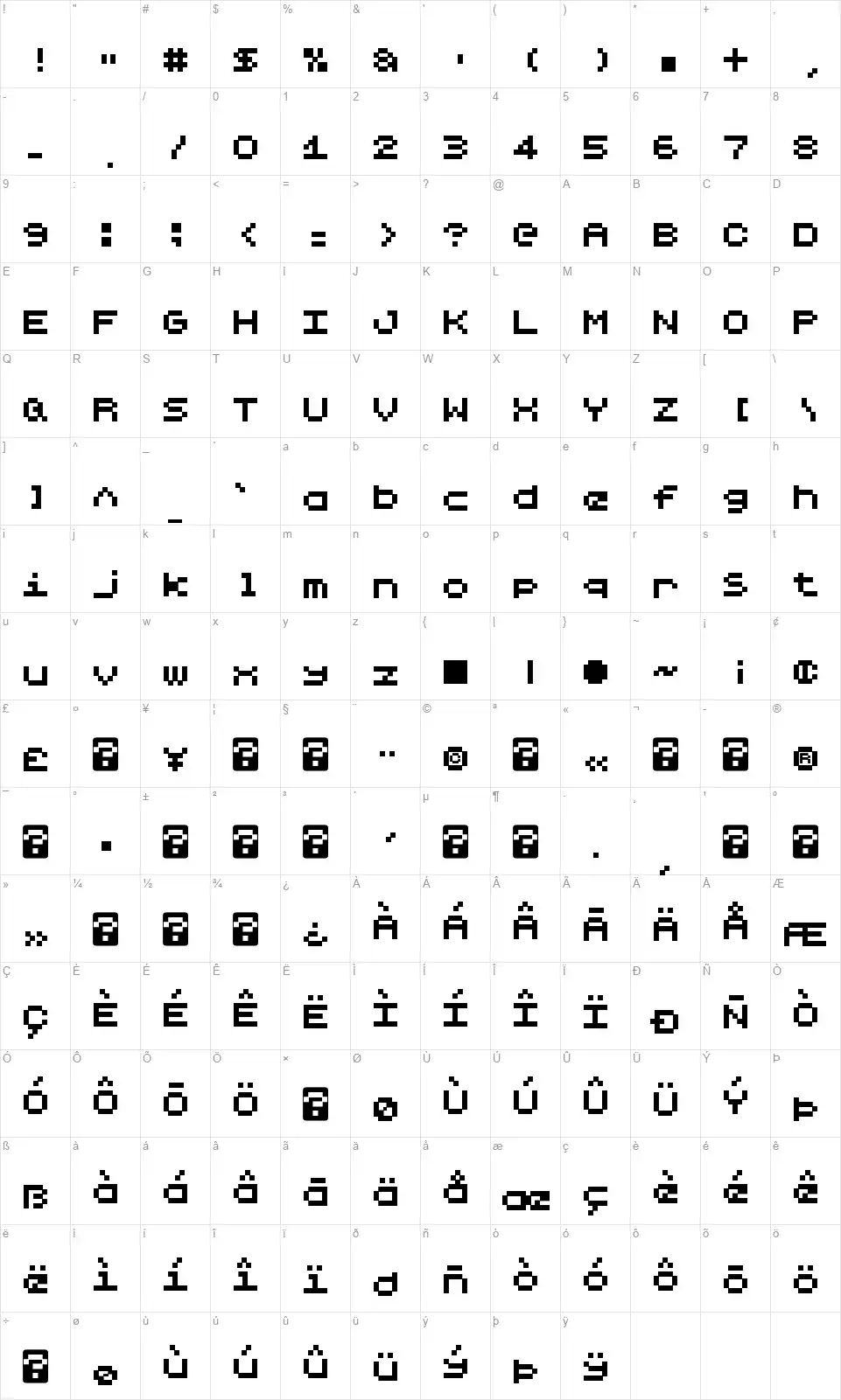 LilliputSteps-Regularfont character map