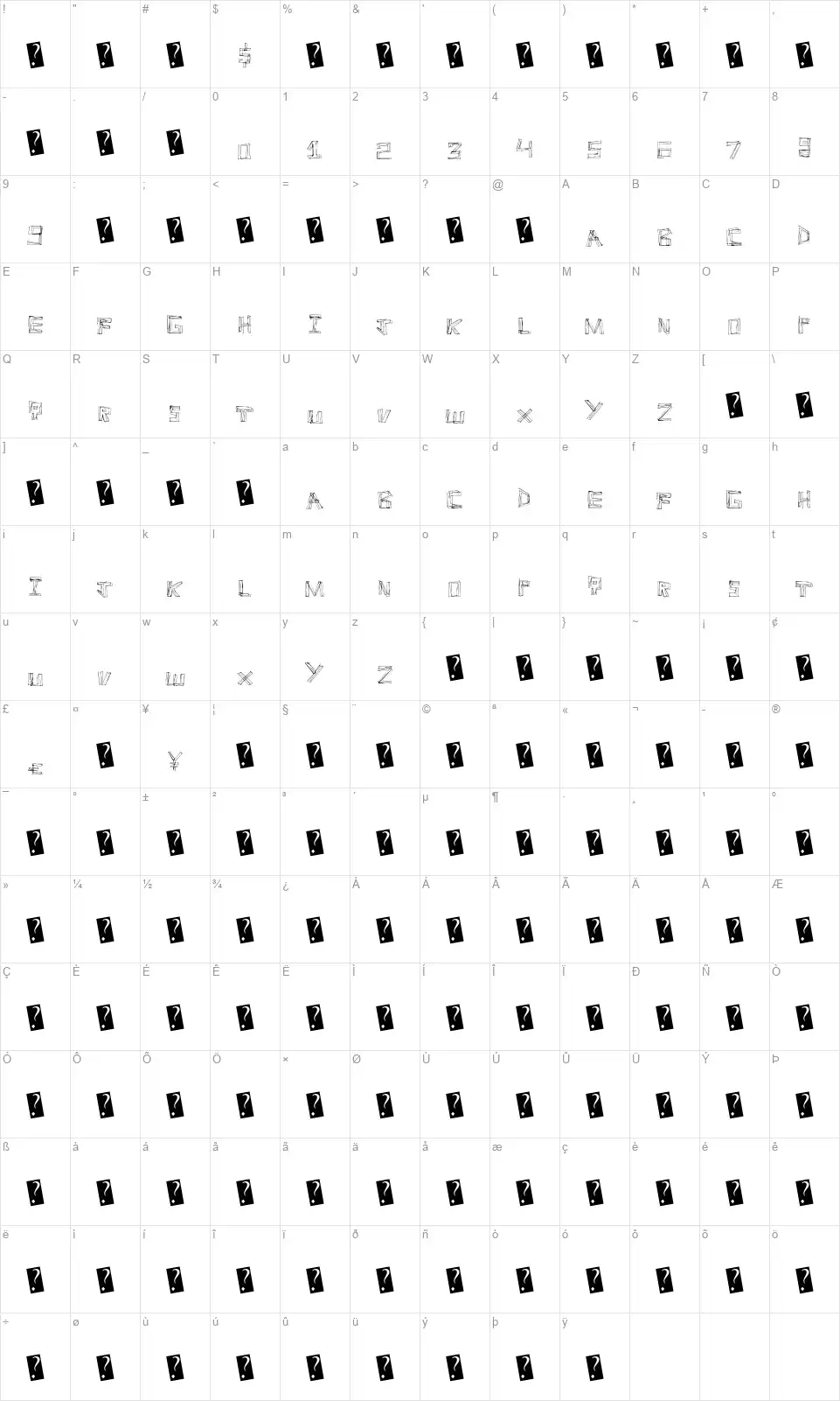 Line Feverfont character map