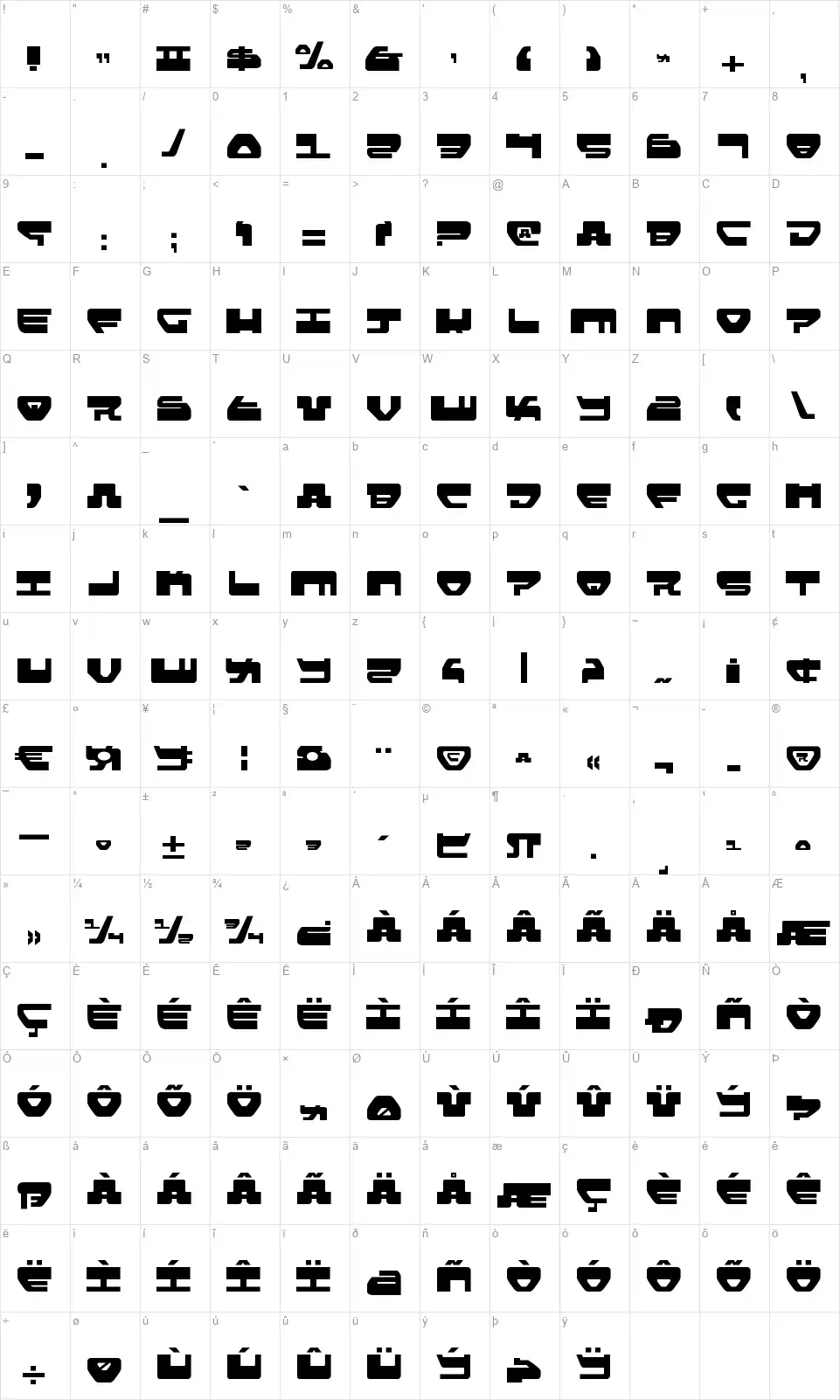 Loveladiesfont character map