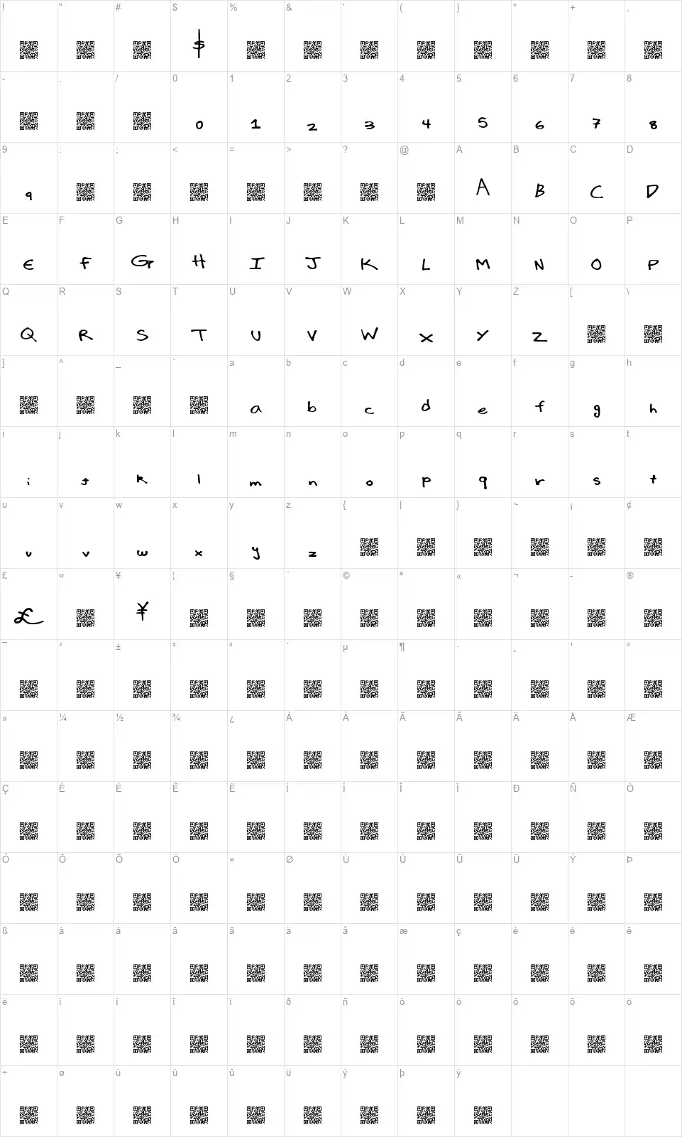 Luxury Importfont character map