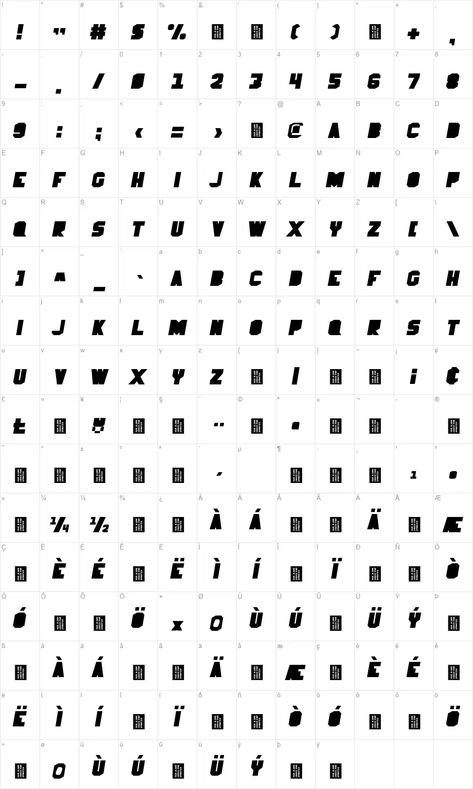 Mad Docksfont character map