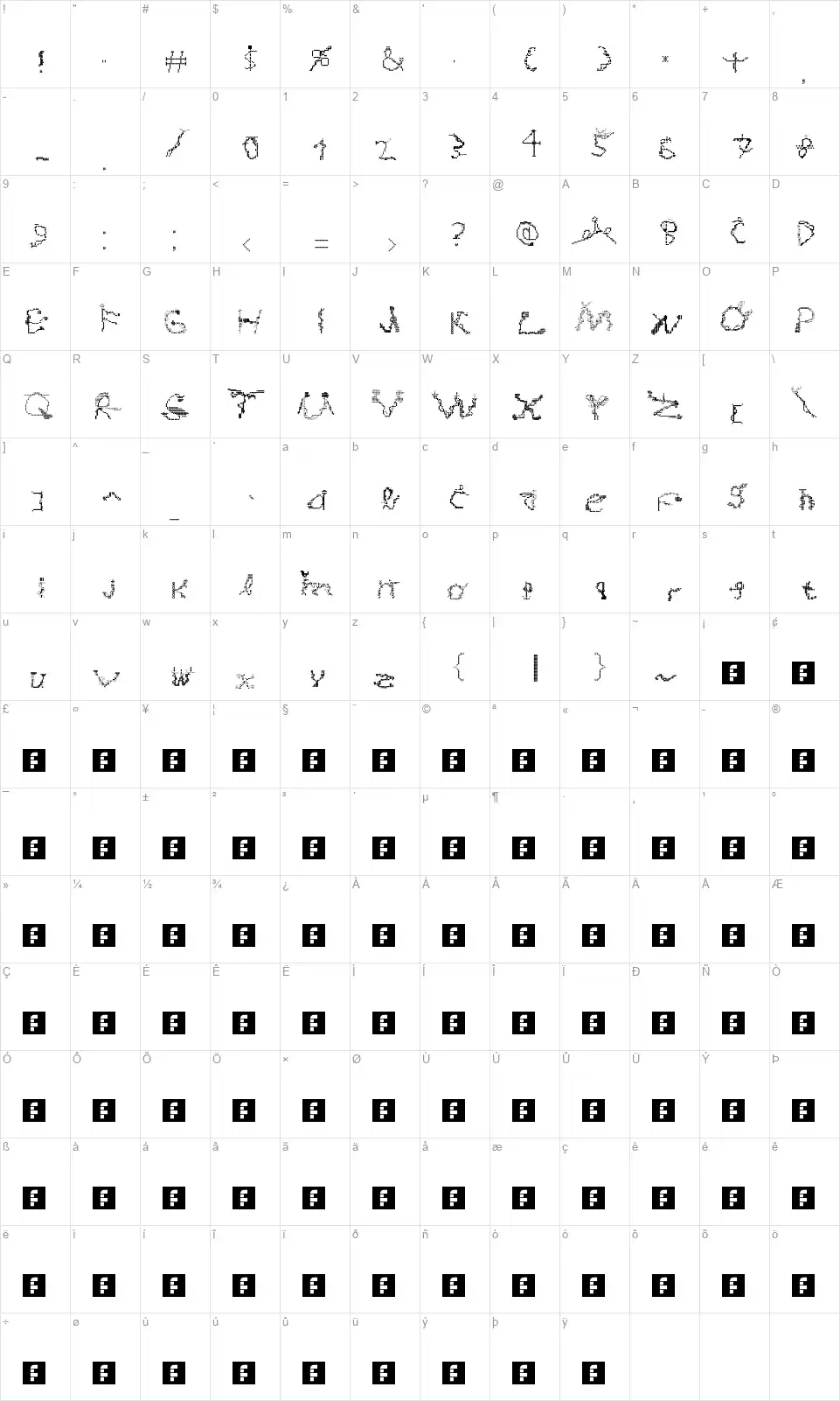 Magicial Gamefont character map