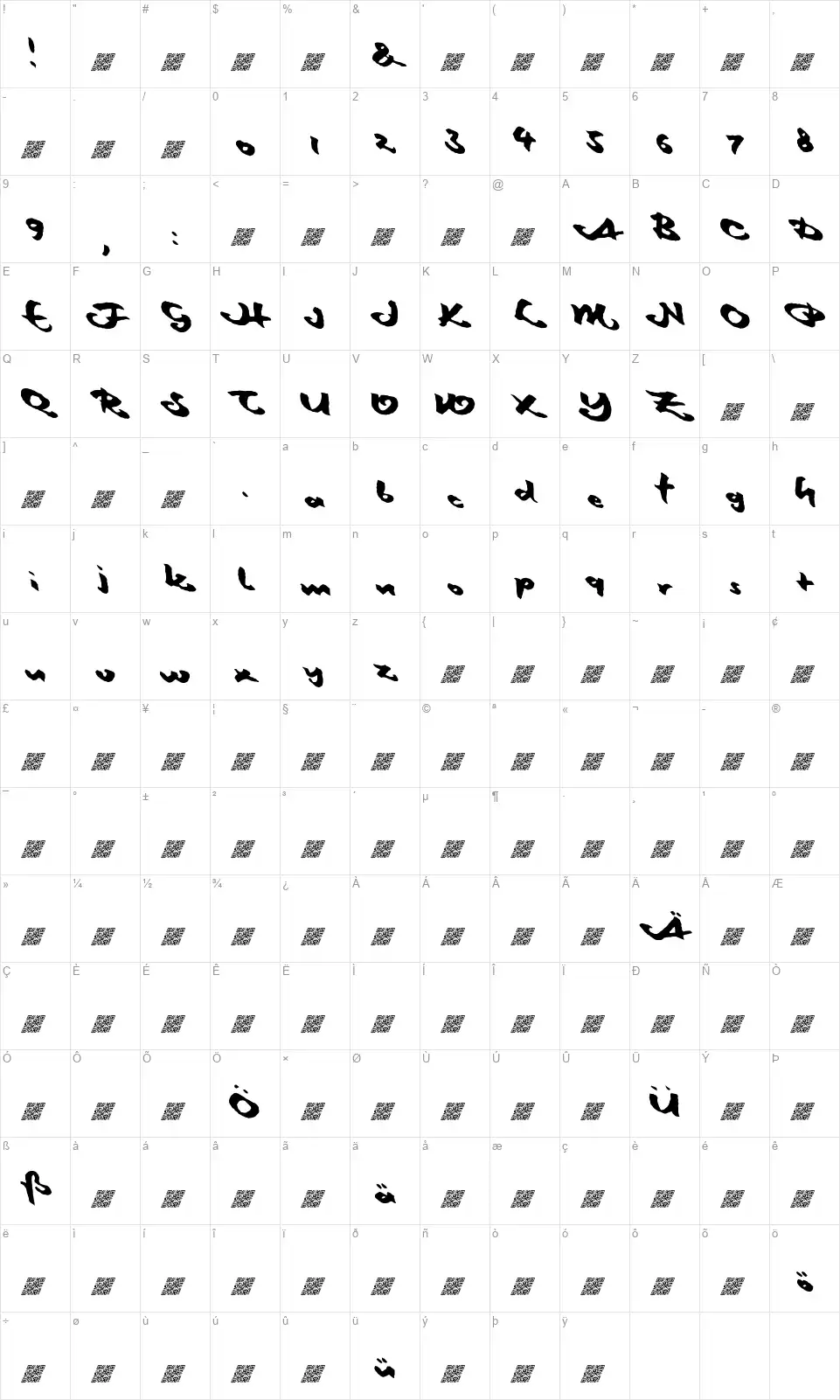Maiden Voyagefont character map