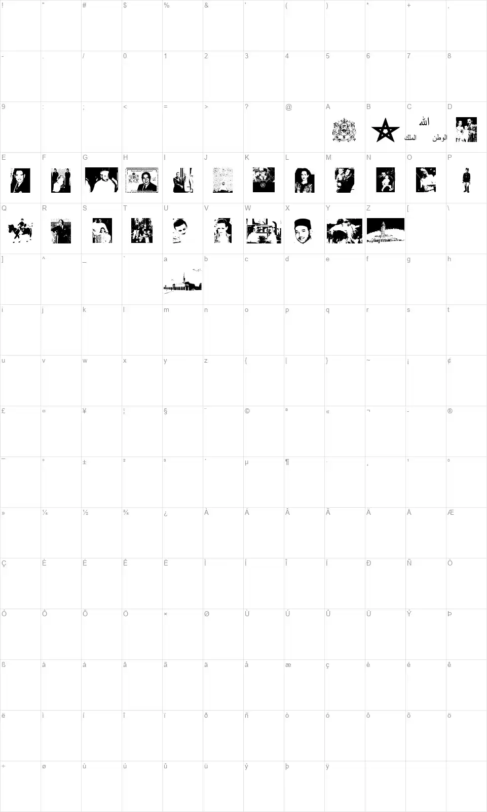Marocfont character map