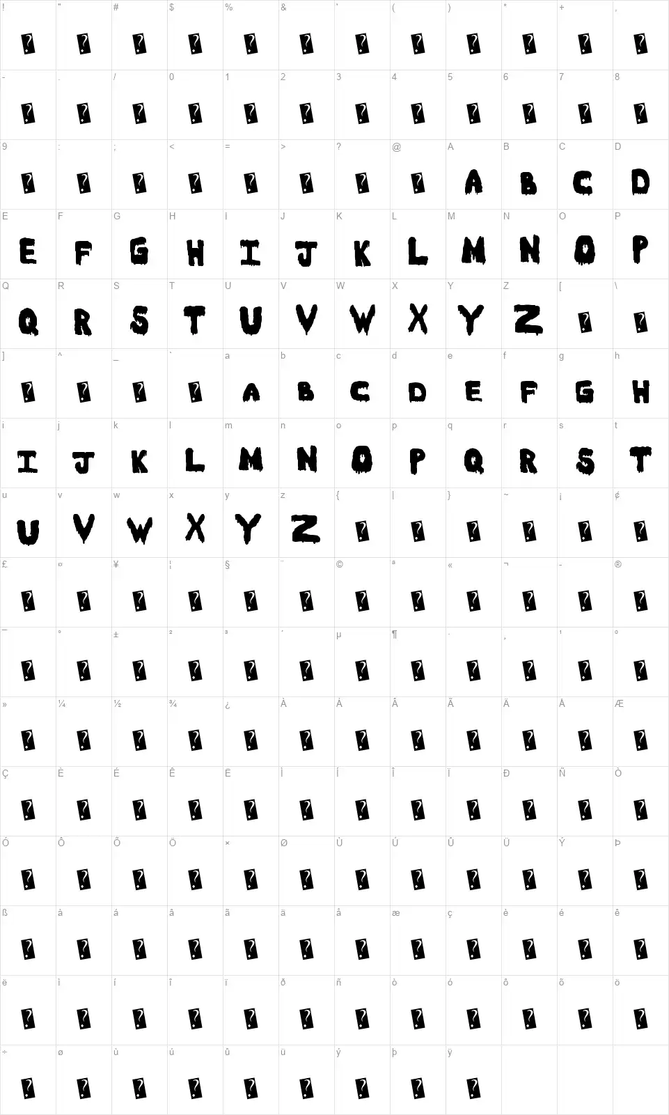 Meltassticfont character map