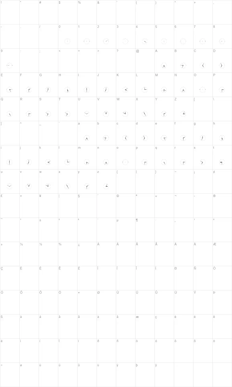 Mister Wolffont character map