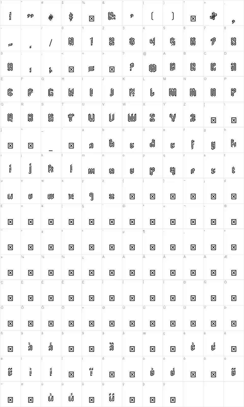 Monogram Roundedfont character map