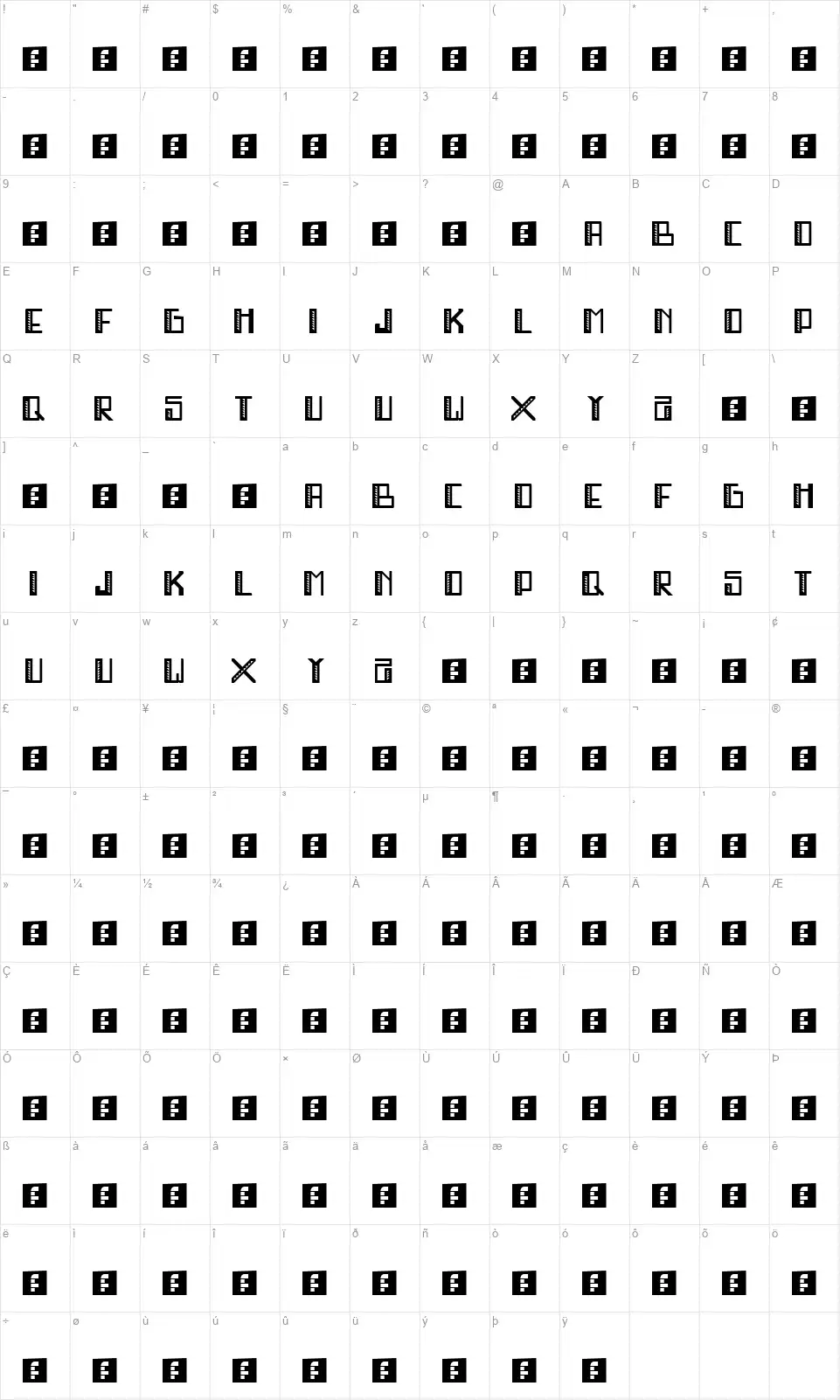 Mr. Big Stufffont character map