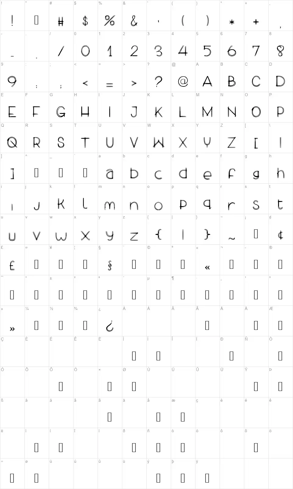 My Lekpa Girlfriendfont character map