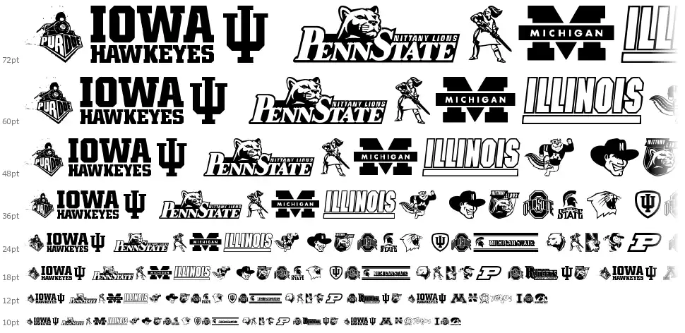 NCAA Big 10font waterfall