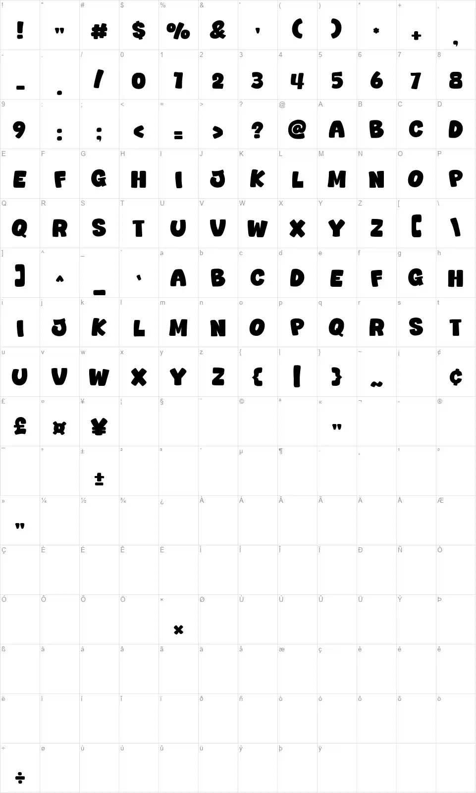 newyear goo Mapa de caracteres newyear goofont character map