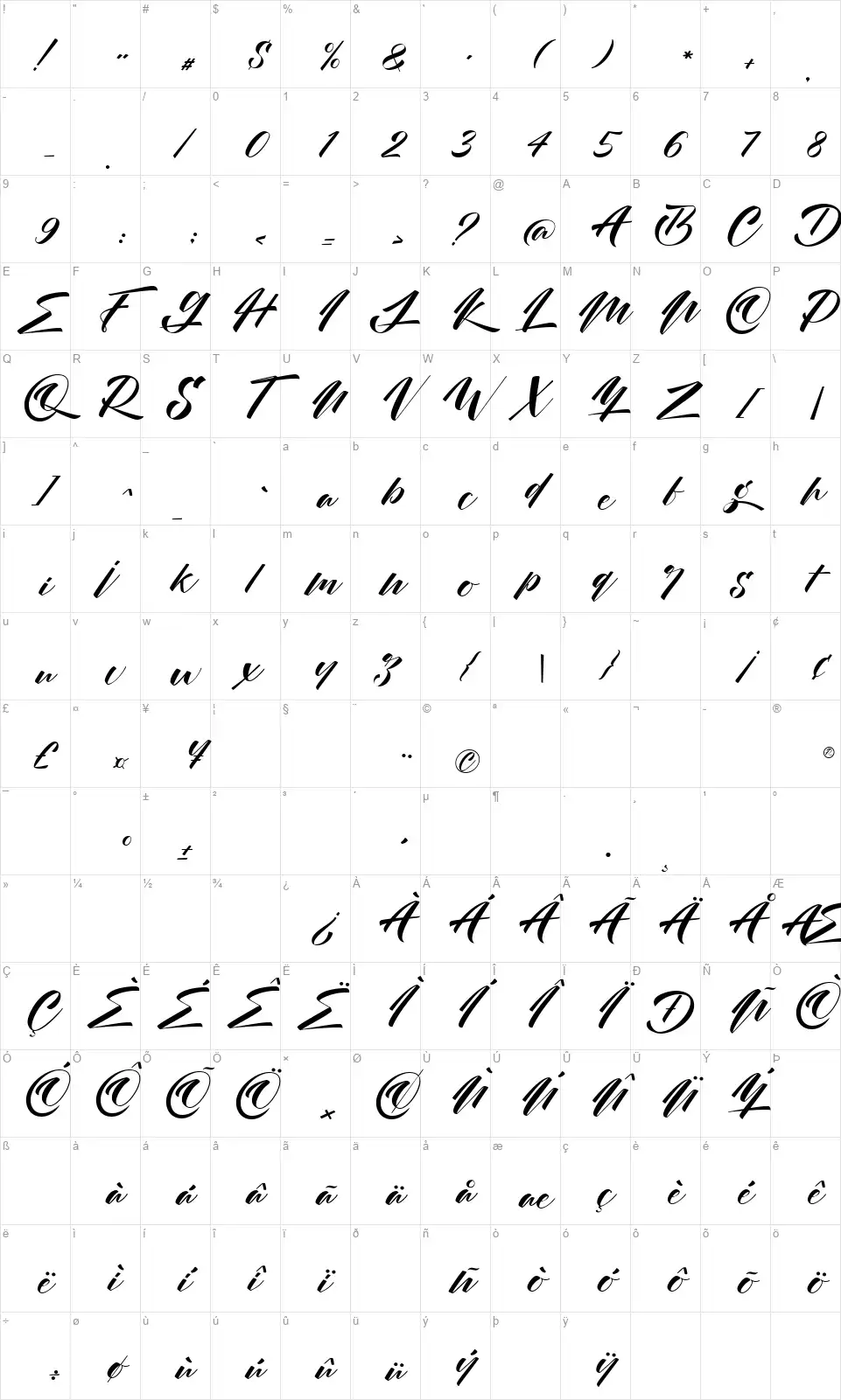 Night Cityfont character map