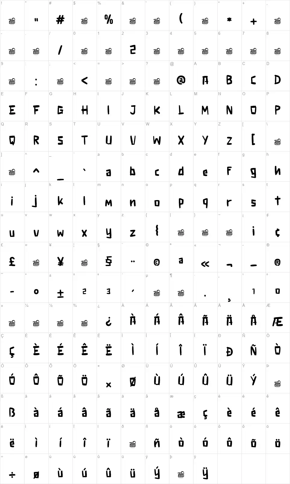 Notha Fokal Mapa de caracteres Notha Fokalfont character map
