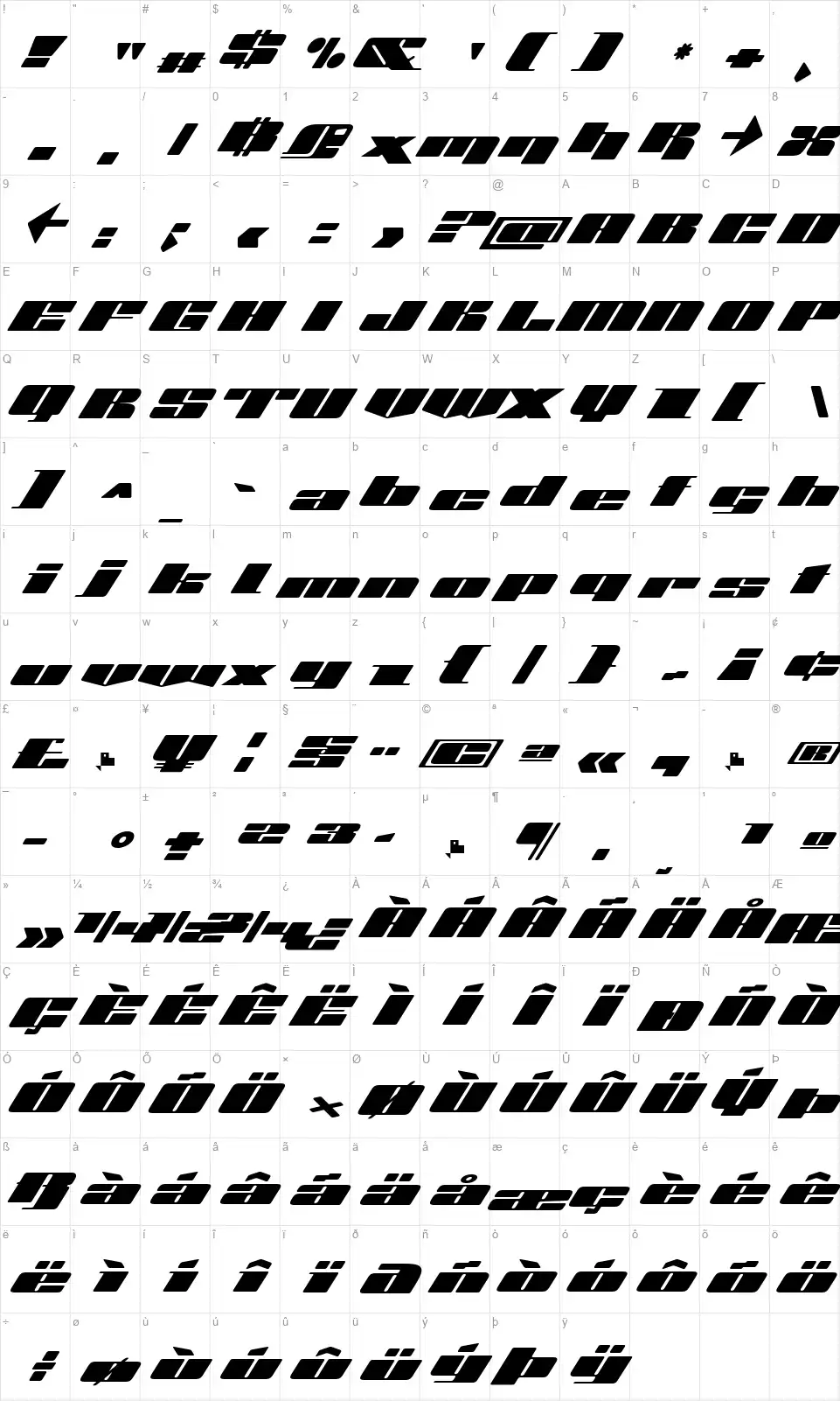 Octavusfont character map