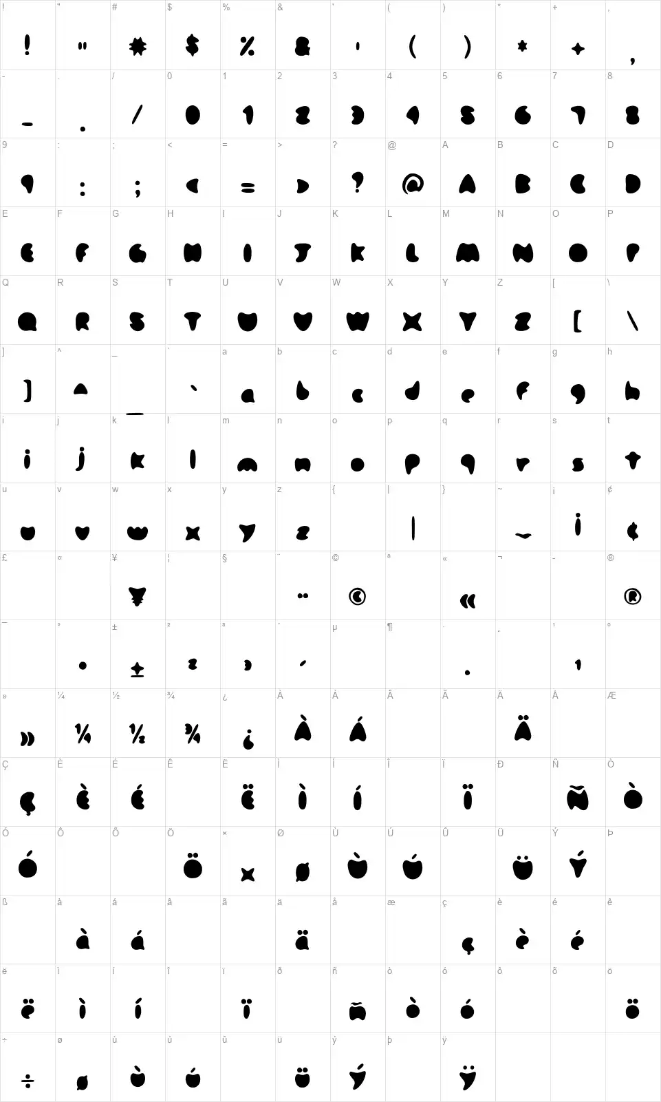 Oh! Mai Mai!font character map