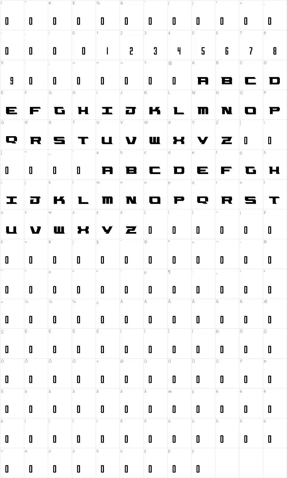 OKCfont character map