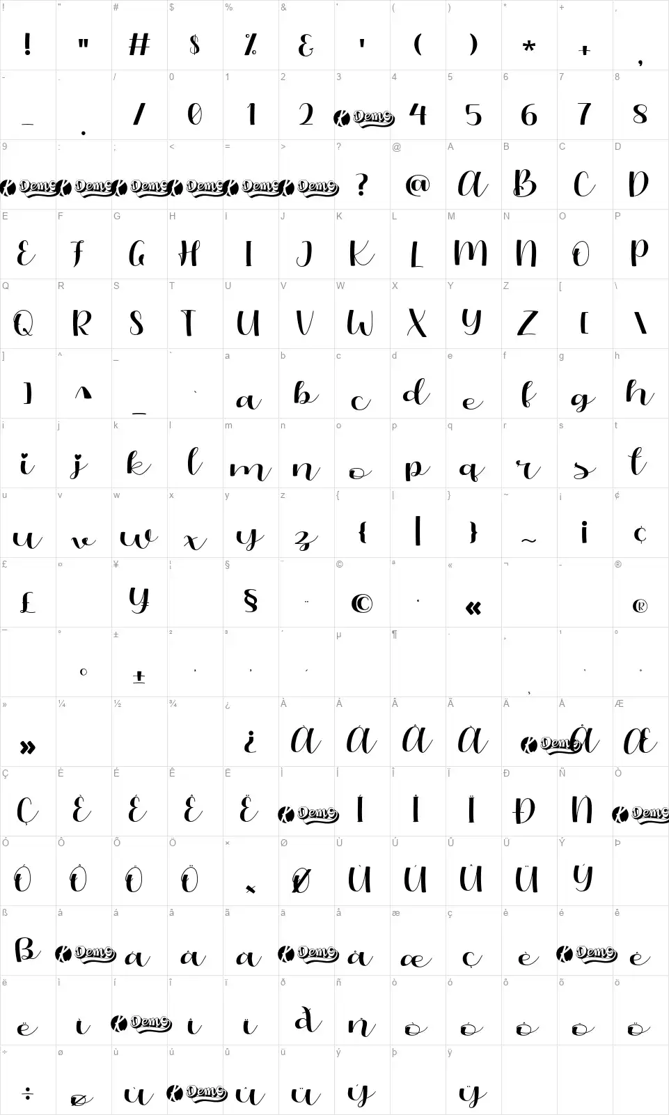 Oliandrefont character map
