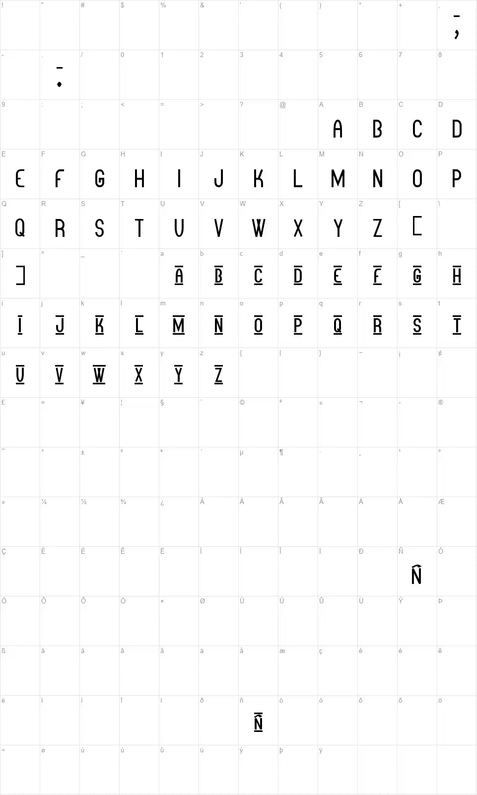 Otra Mas Stffont character map