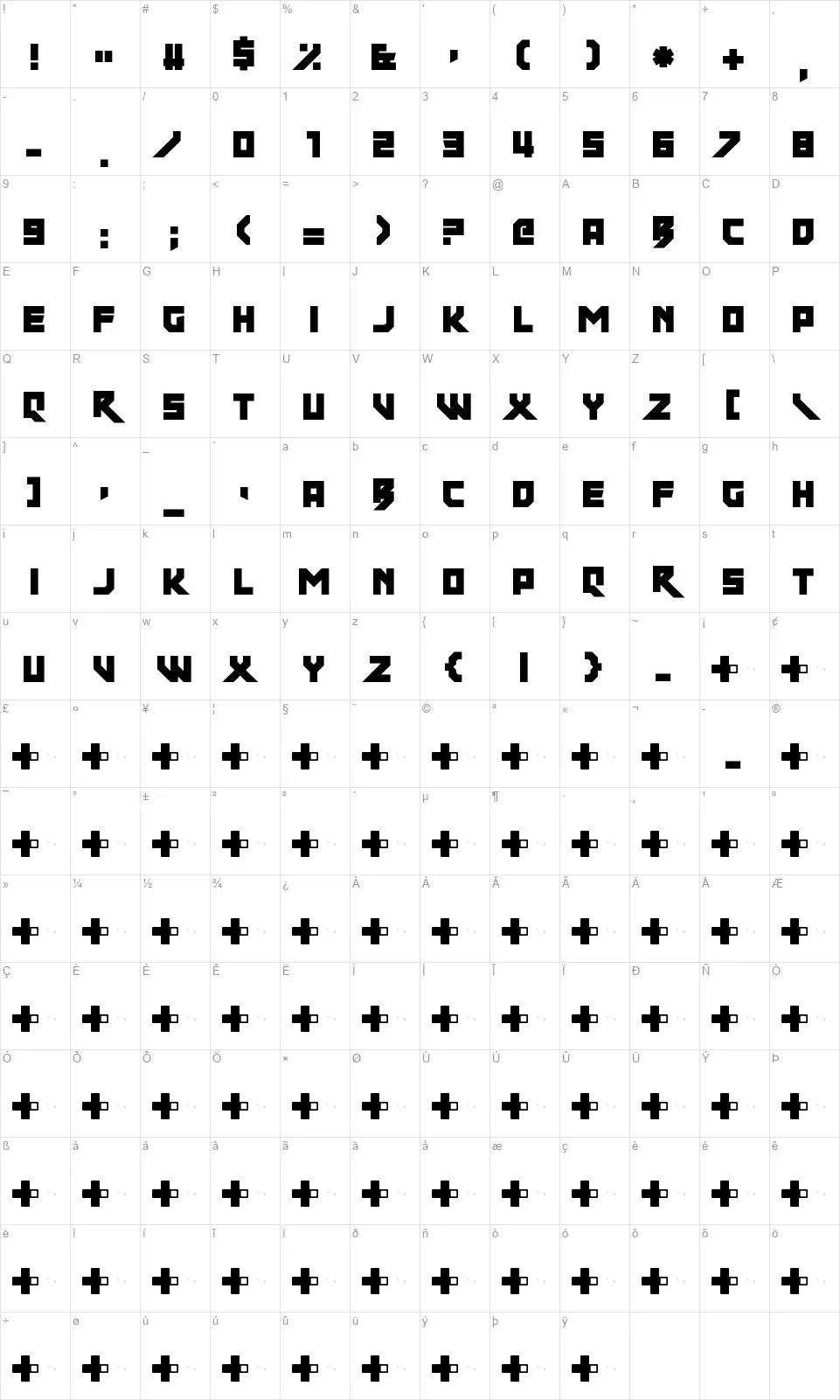 Our Friend Electricfont character map