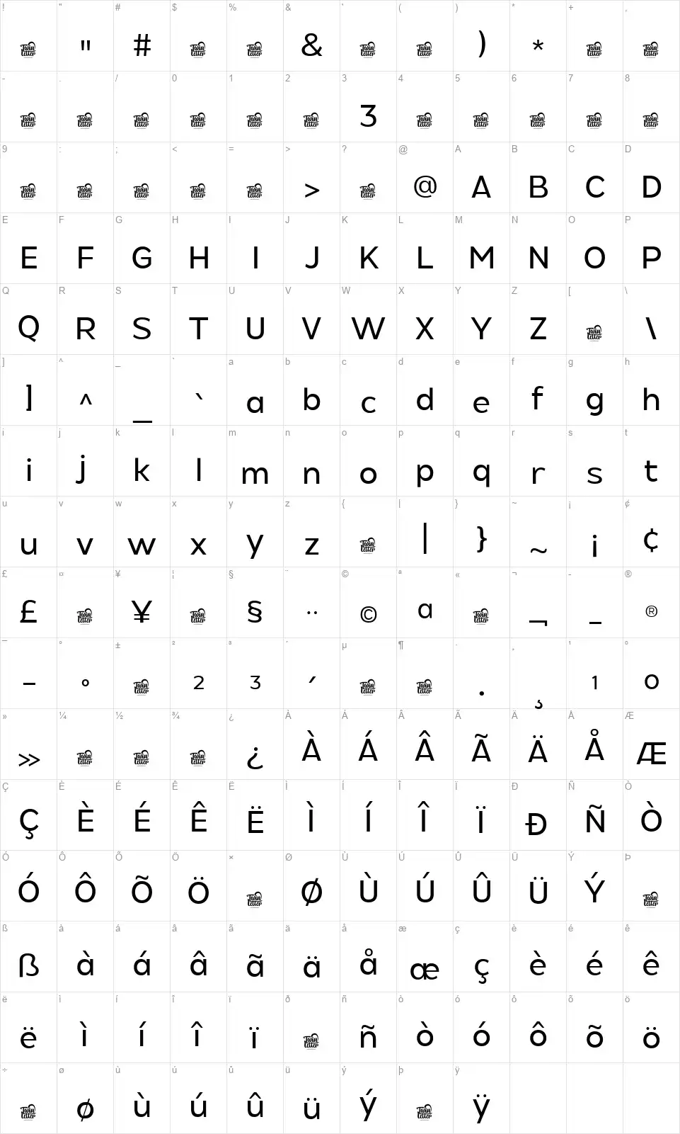 Pavona Altafont character map