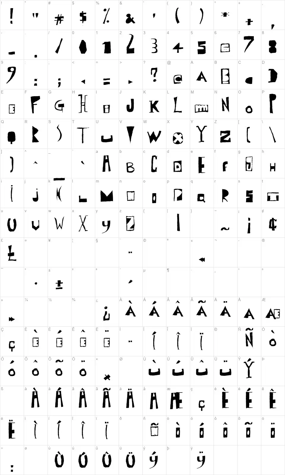 Polish Posterisationfont character map