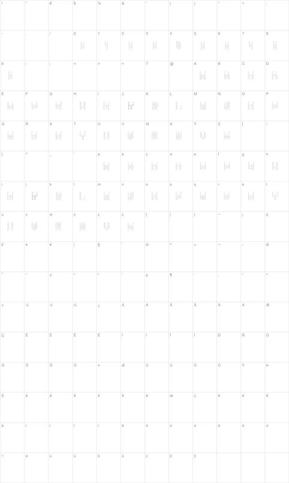 Pop Up Mapa de caracteres Pop Upfont character map