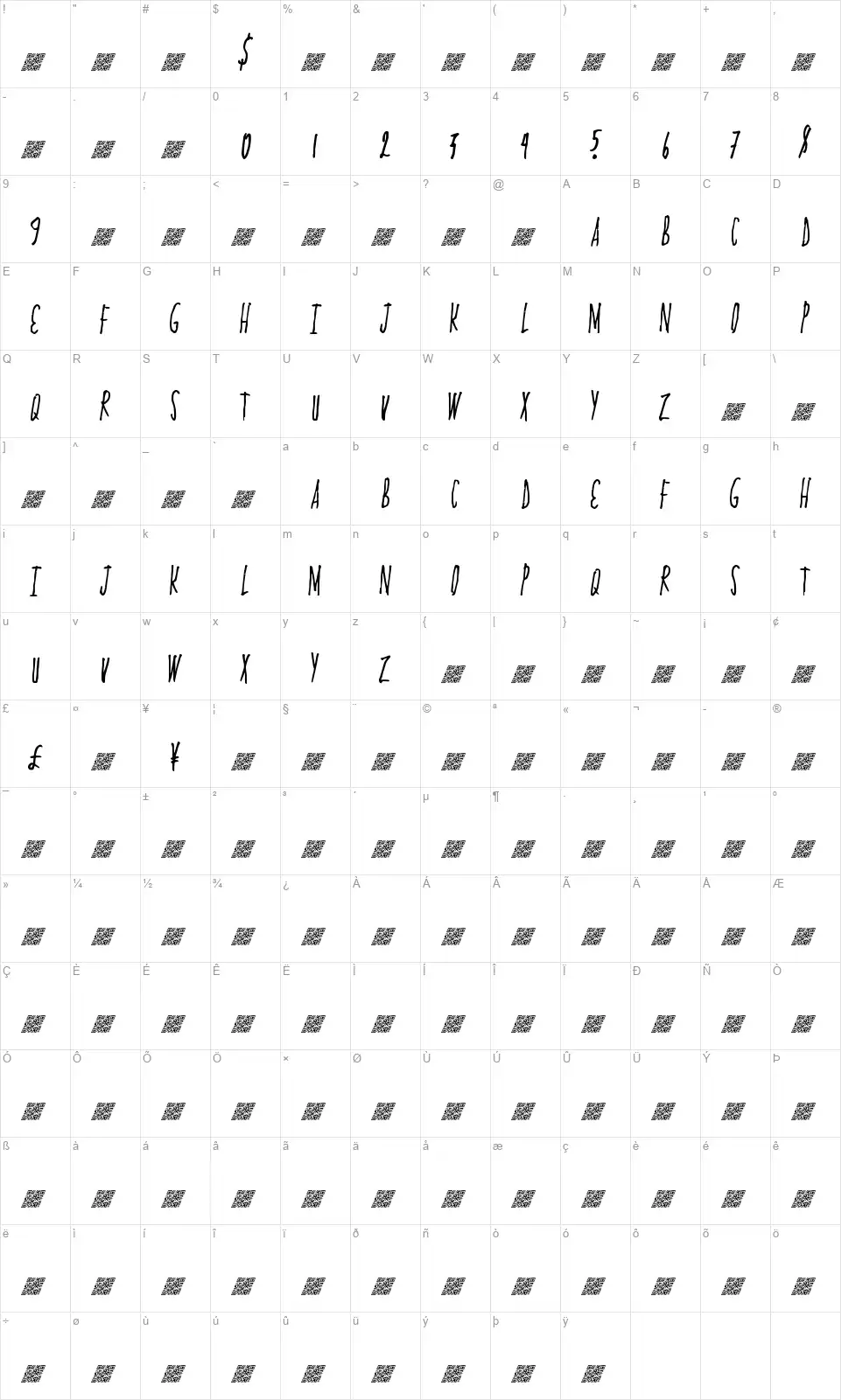 Proxima Fourfont character map