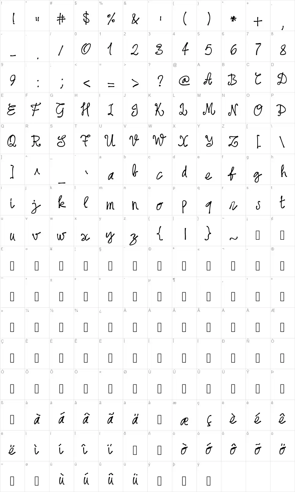 PW June 16font character map