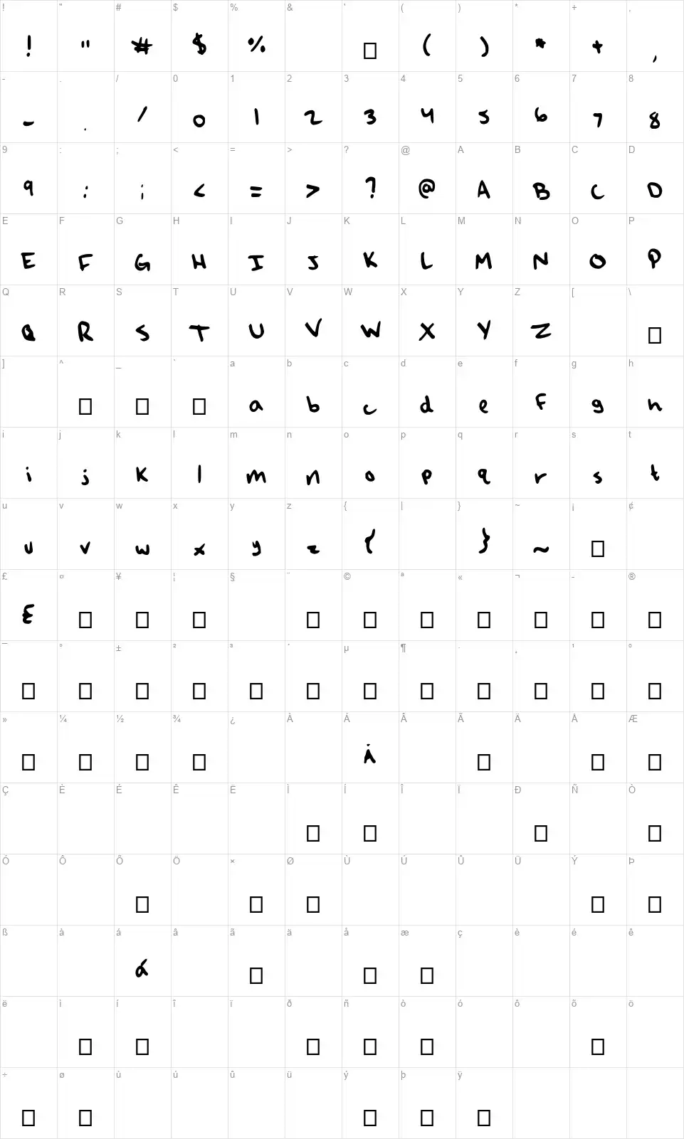 QaOfont character map