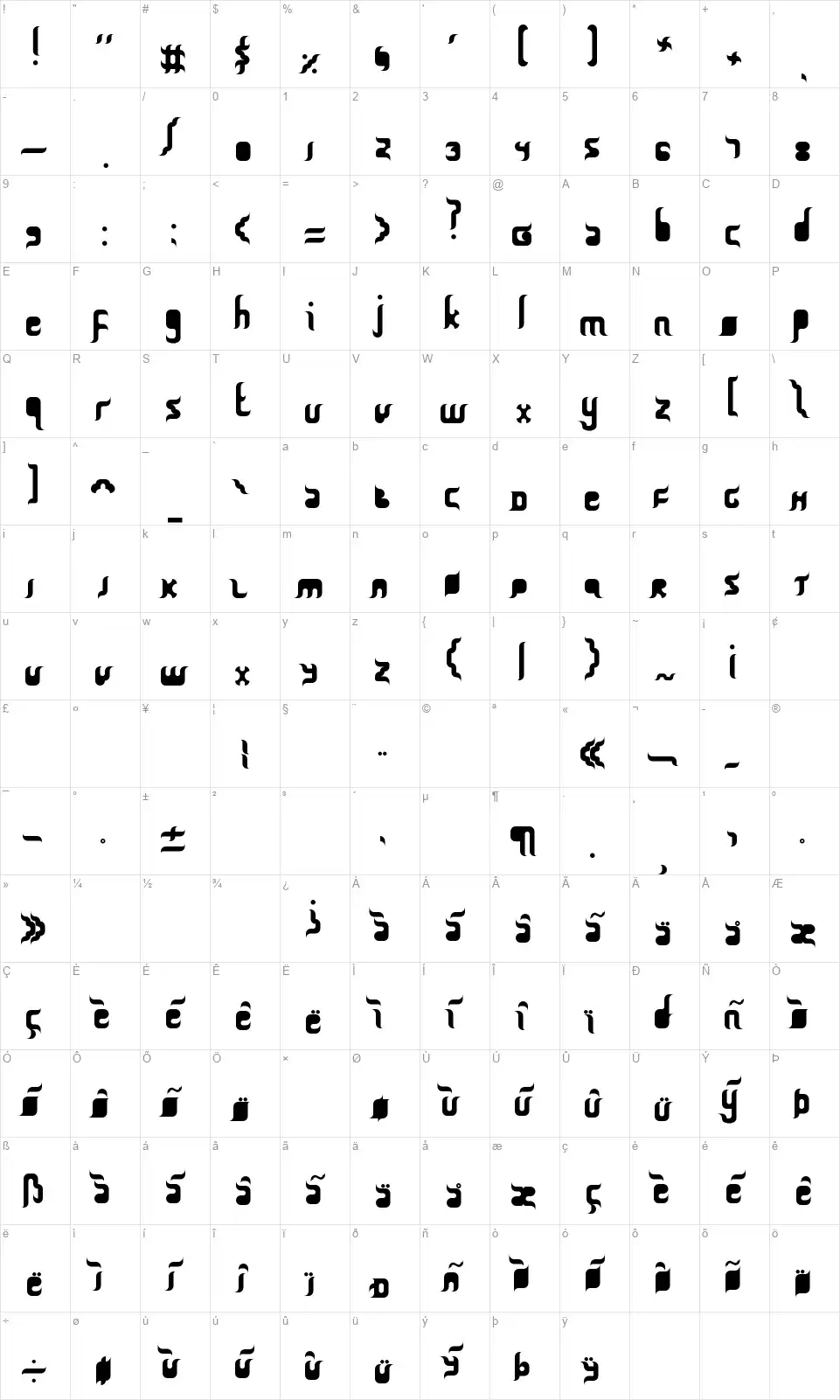 Qurban Feastfont character map