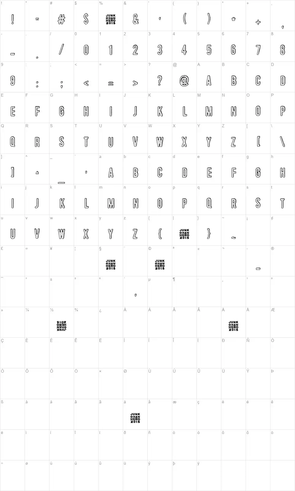 Radar Echoes, Unclear Atmospherfont character map