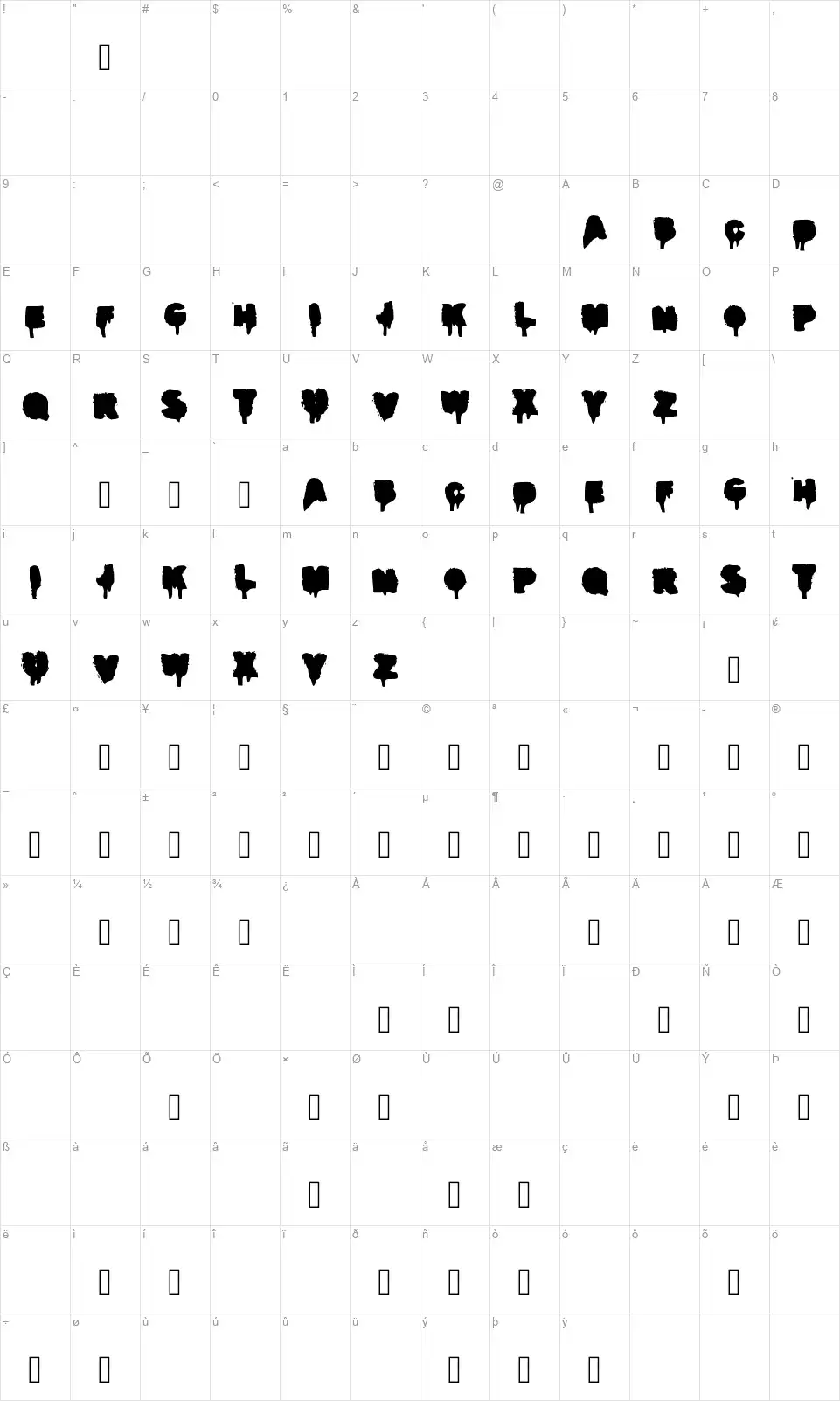 Real Graffitifont character map