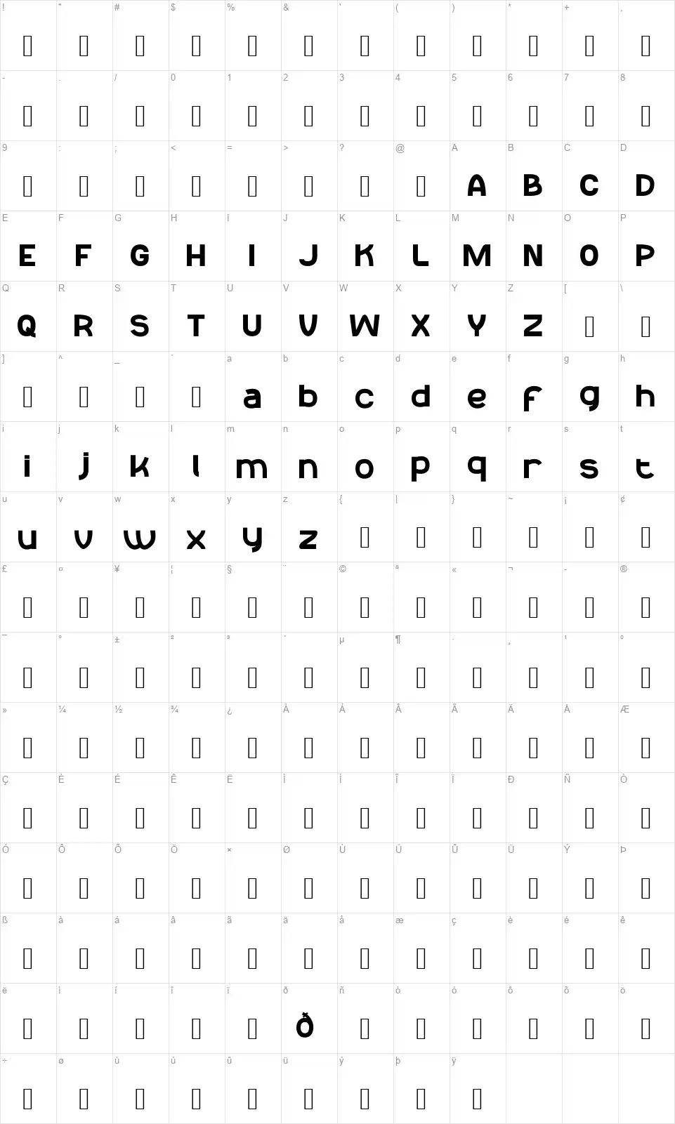 Reekofont character map