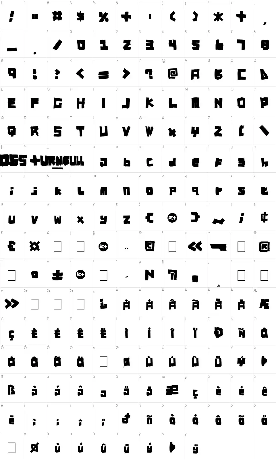 RT DIY-Tapefont character map
